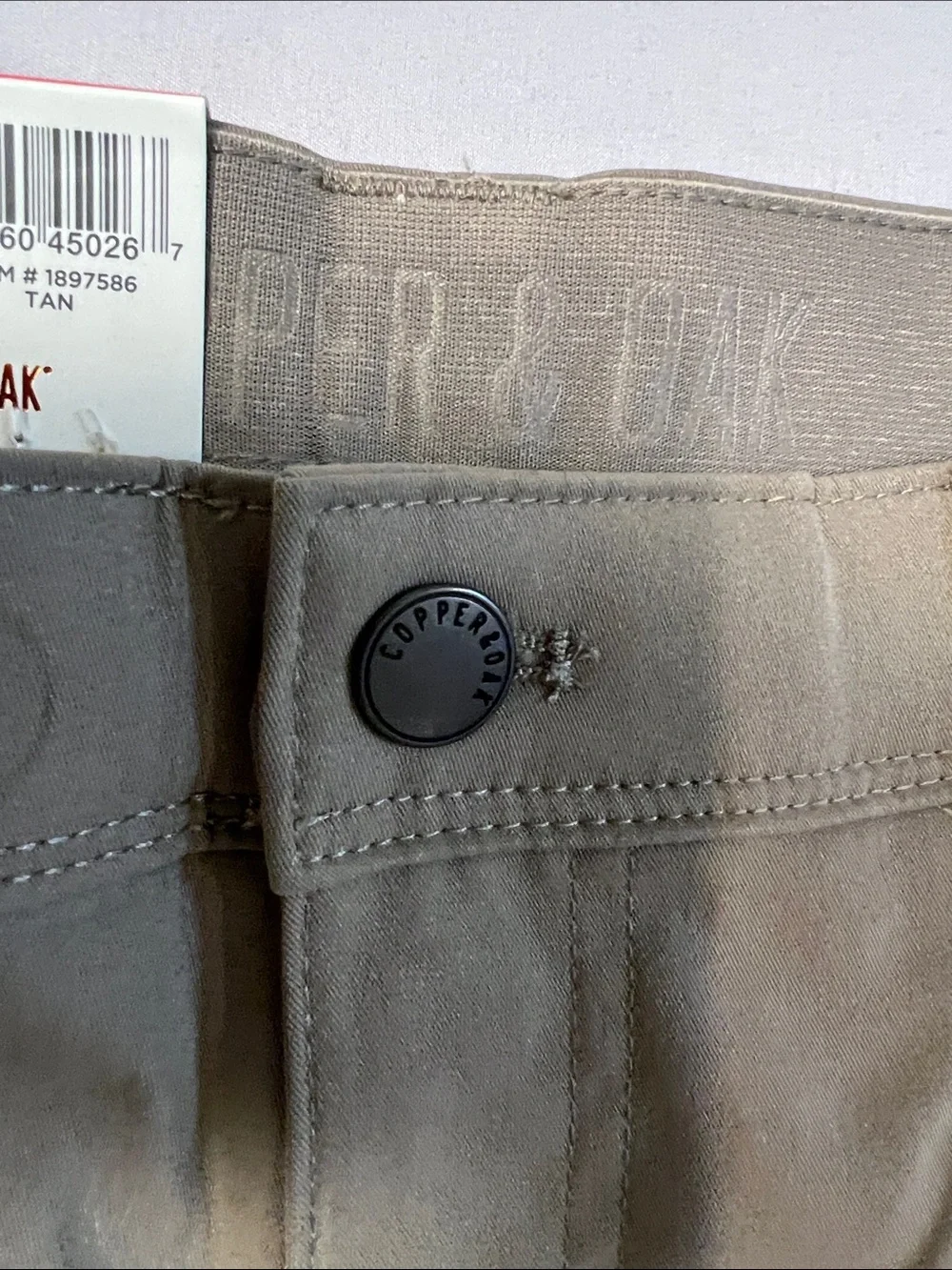 NWT Men's Copper&Oak Khaki Utility Chino Pants - Durable Tan Size 34x32